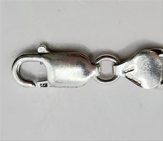 925 silver Figaro chain, 18 inch length, 37.7g, unbranded jewelry chain with distinctive linked design.