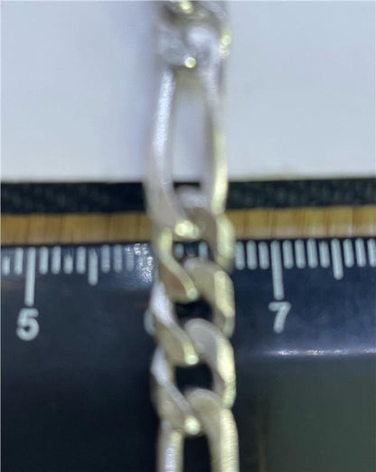 925 silver Figaro chain with polished links, showcasing its elegant design and shiny finish.
