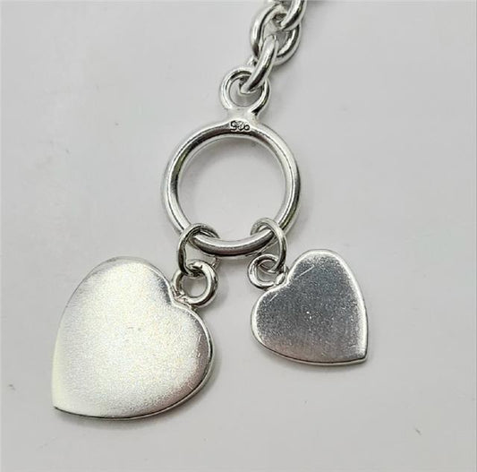 925 silver heart chain, 16cm length, unbranded jewelry with a delicate heart pendant, weighs 37.9g, elegant silver necklace.
