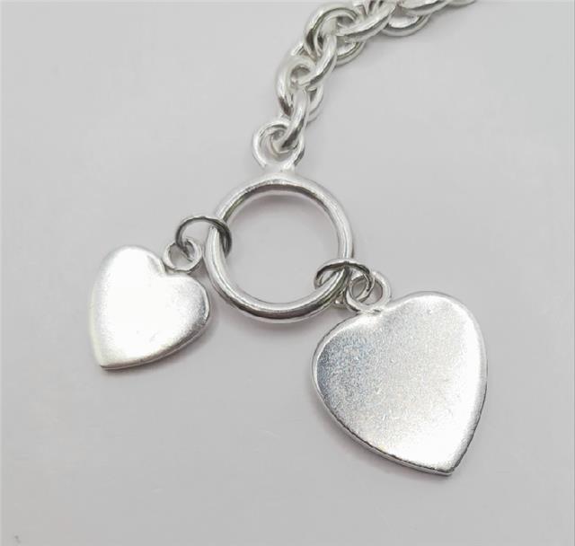 925 silver heart chain, 16cm length, unbranded jewelry with a delicate heart design, weighs 37.9g for elegant wear.