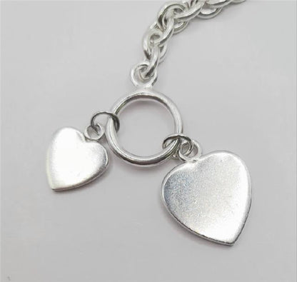 925 silver heart chain, 16cm length, unbranded jewelry with a delicate heart design, weighs 37.9g for elegant wear.