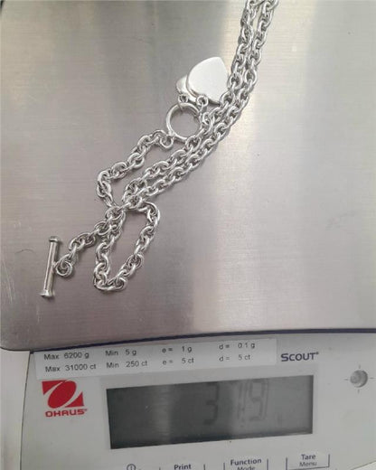 925 silver heart chain, 16cm length, unbranded jewelry chain with a delicate heart design, weighs 37.9g.