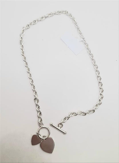 925 silver heart chain, 16cm length, unbranded jewelry with a delicate heart design, weighing 37.9g.