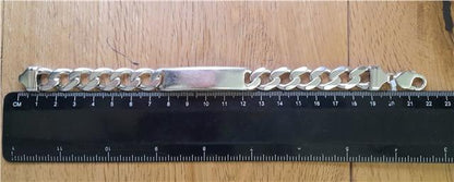925 silver ID curb bracelet, 22cm length, unbranded, with a sleek silver chain and ID plate design.