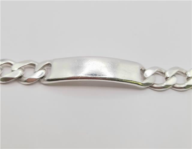 925 silver ID curb bracelet, 22cm length, unbranded, with classic curb chain design and secure clasp.