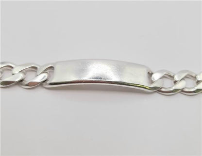 925 silver ID curb bracelet, 22cm length, unbranded, with classic curb chain design and secure clasp.