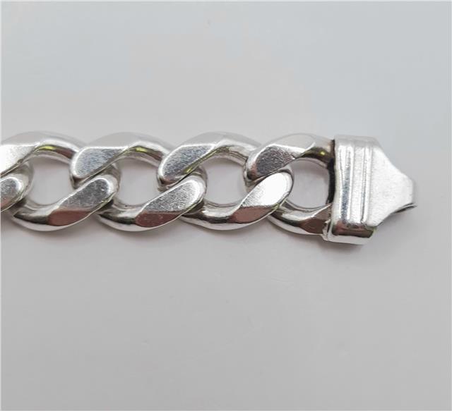 925 silver ID curb bracelet, 22cm, unbranded, featuring a classic chain design with a silver ID plate.