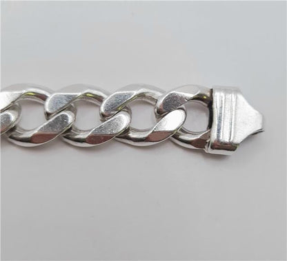 925 silver ID curb bracelet, 22cm, unbranded, featuring a classic chain design with a silver ID plate.