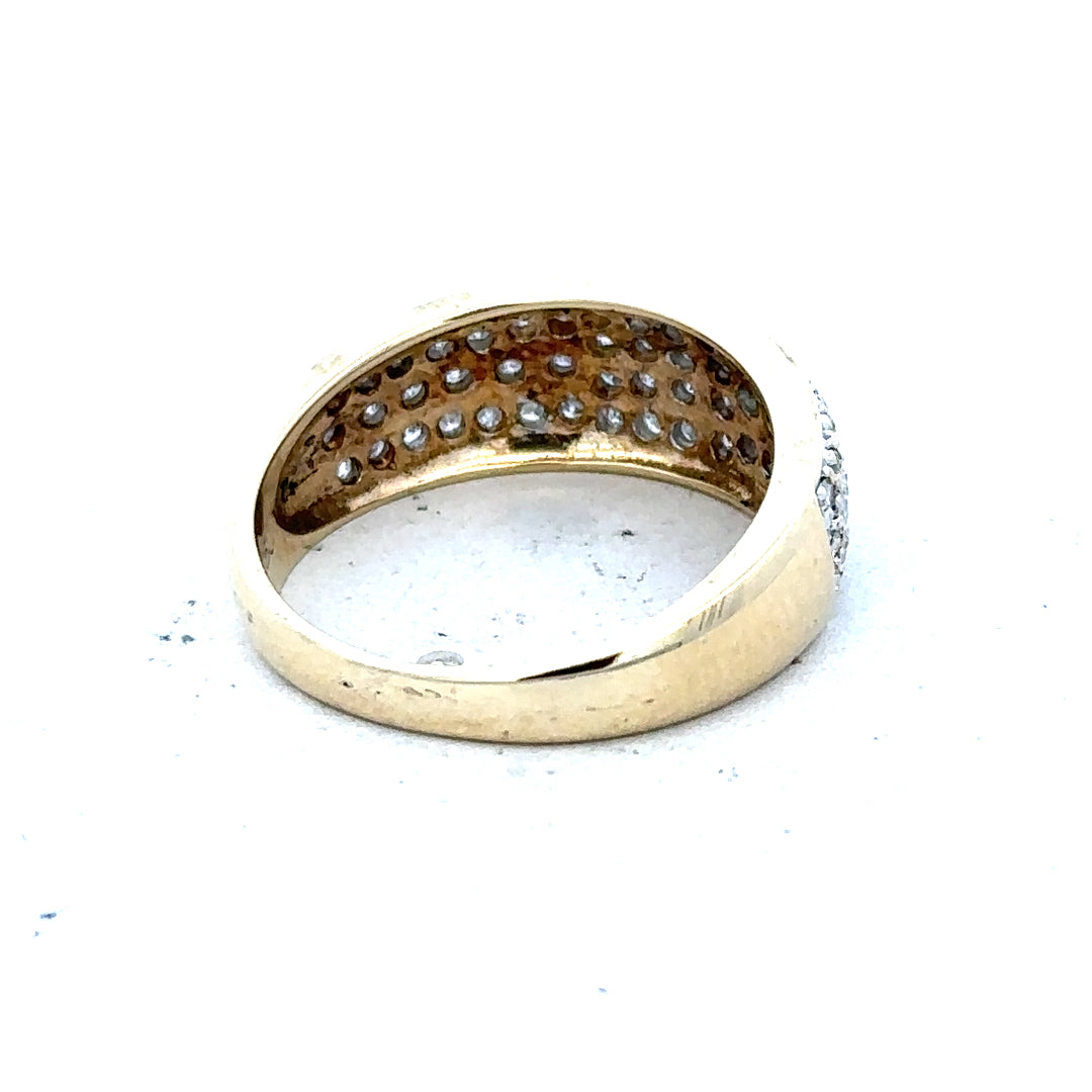9ct diamond ring with 1/2 carat total weight, size M, unbranded, showcasing the sparkling diamond setting on a sleek band.