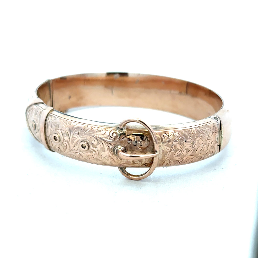 9ct gold bracelet bangle weighing 17.9g, unbranded, with a smooth polished finish, displayed on a neutral background.