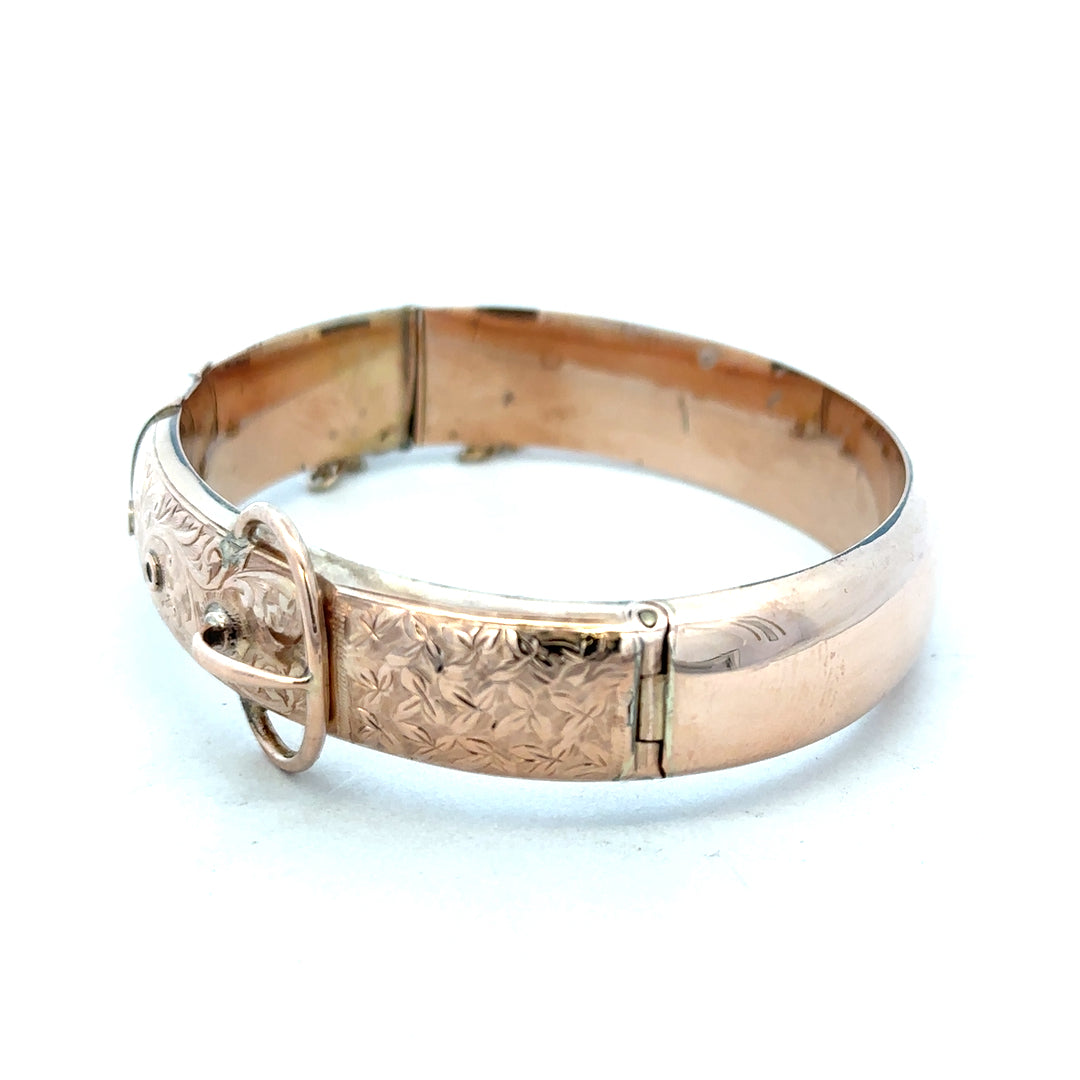 9ct gold bracelet bangle weighing 17.9g, unbranded, with a simple and elegant design, shown in a close-up image.