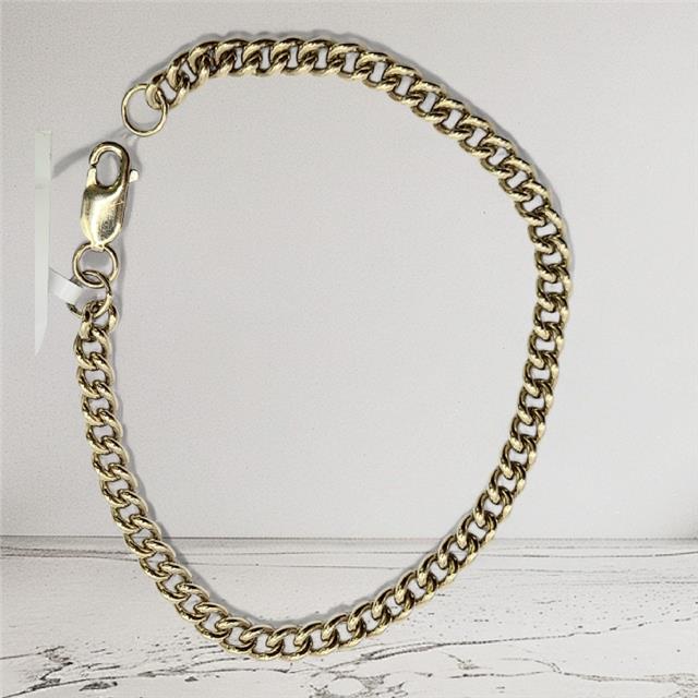 9ct gold bracelet weighing 12.6g and measuring 21cm, featuring a sleek and elegant design.