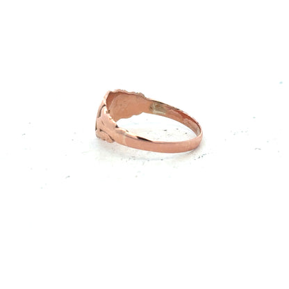 9ct gold ring in size O with a smooth band, unbranded jewelry showcasing elegant craftsmanship.
