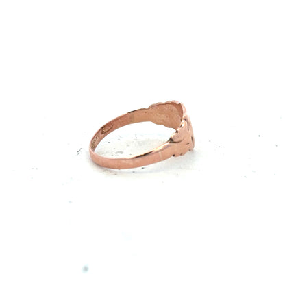 9ct gold ring in size O with a simple band design, unbranded, shown on a plain background.