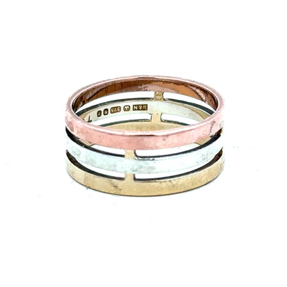 Gold ring in size P made of 9-carat gold, showcasing a simple band design against a neutral background.