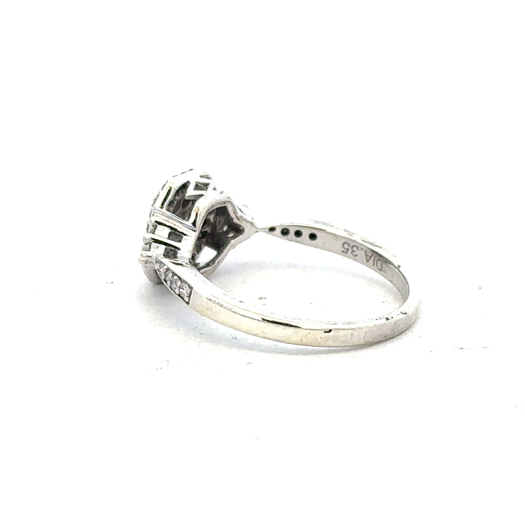 9ct white gold diamond ring with 0.35 carats of diamonds, size J, featuring a sleek and elegant design.