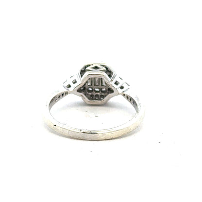 9ct white gold diamond ring with 0.35 carat center stone, size J, showcasing a sleek and elegant design.