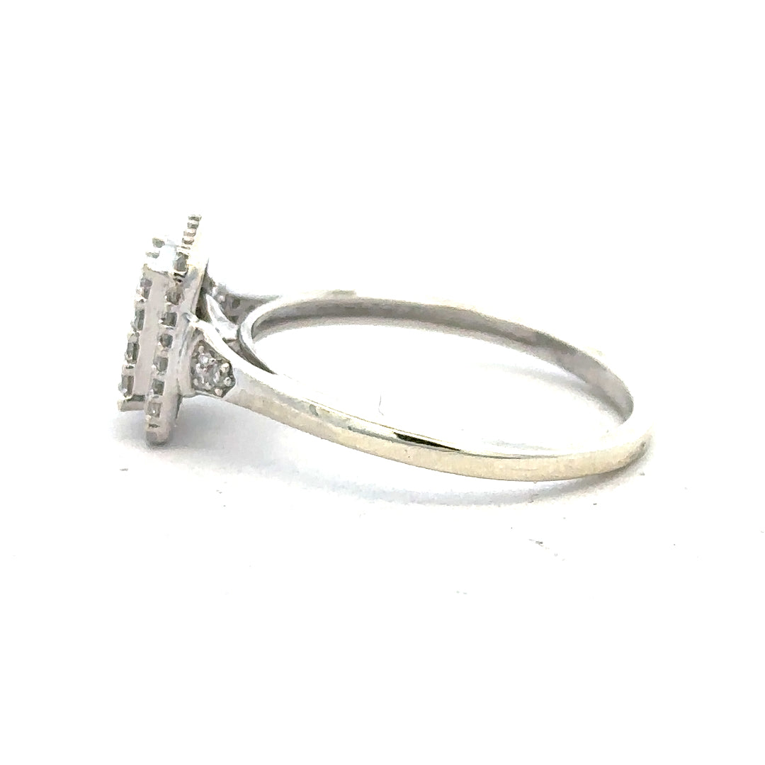 9ct white gold diamond ring with 0.36 carats, size S, featuring a sleek, elegant design.