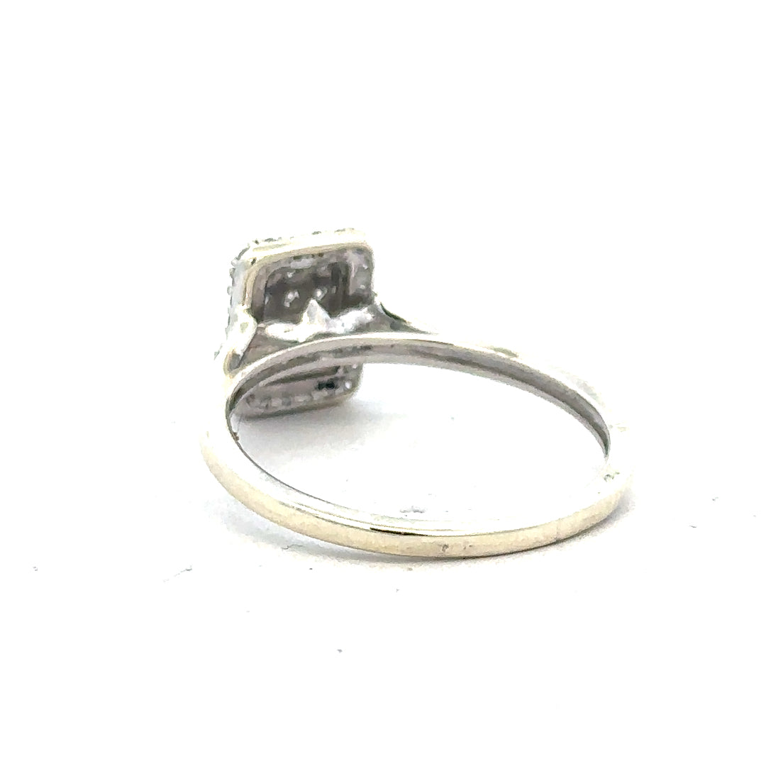 9ct white gold diamond ring with 0.36 carats, size S, featuring a sleek, elegant design with sparkling diamonds.