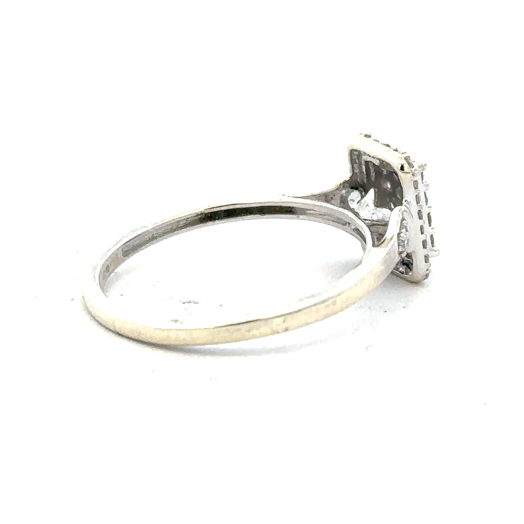 9ct white gold diamond ring with 0.36 carats, size S, featuring a sparkling diamond setting.