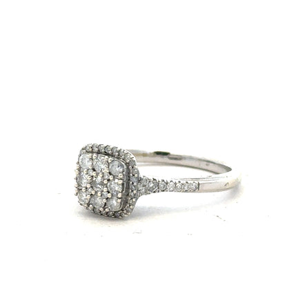 9ct white gold diamond ring with 0.40 carats of diamonds, size P, unbranded jewelry, elegant and sparkling accessory.