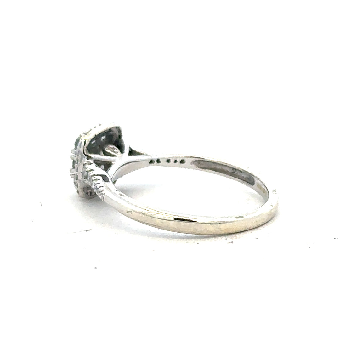 9ct white gold diamond ring with 0.40 carats of diamonds in size P, featuring a sleek, elegant design.
