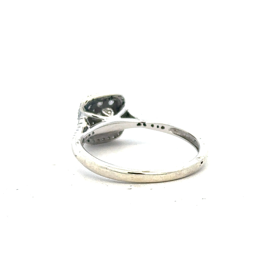 9ct white gold diamond ring with 0.40 carats of diamonds in size P, featuring a sleek and elegant design.
