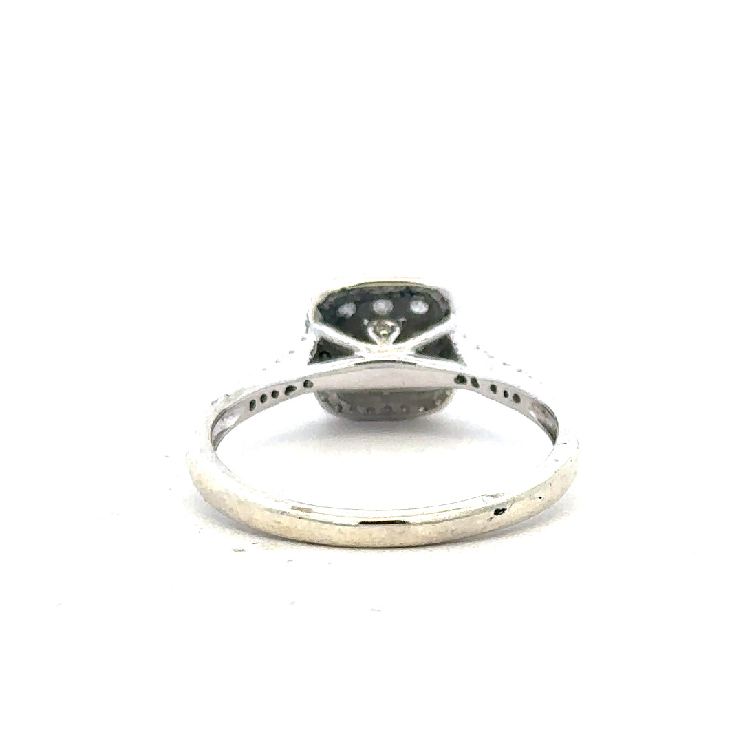 9ct white gold diamond ring with 0.40 carats of diamonds in size P, featuring a sleek and elegant design.