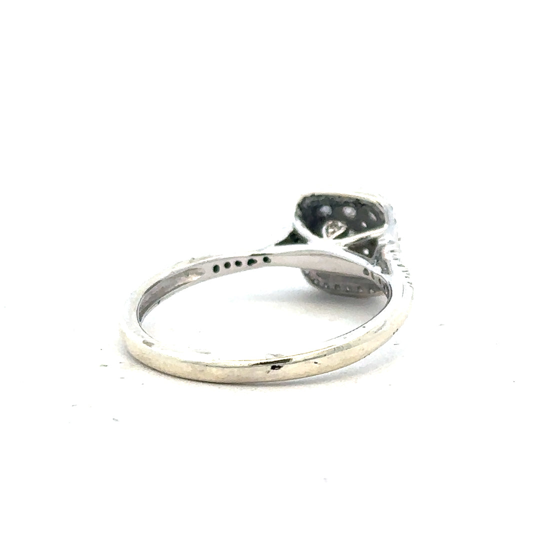 9ct white gold diamond ring with 0.40 carats of diamonds in size P, featuring a sleek, elegant design.