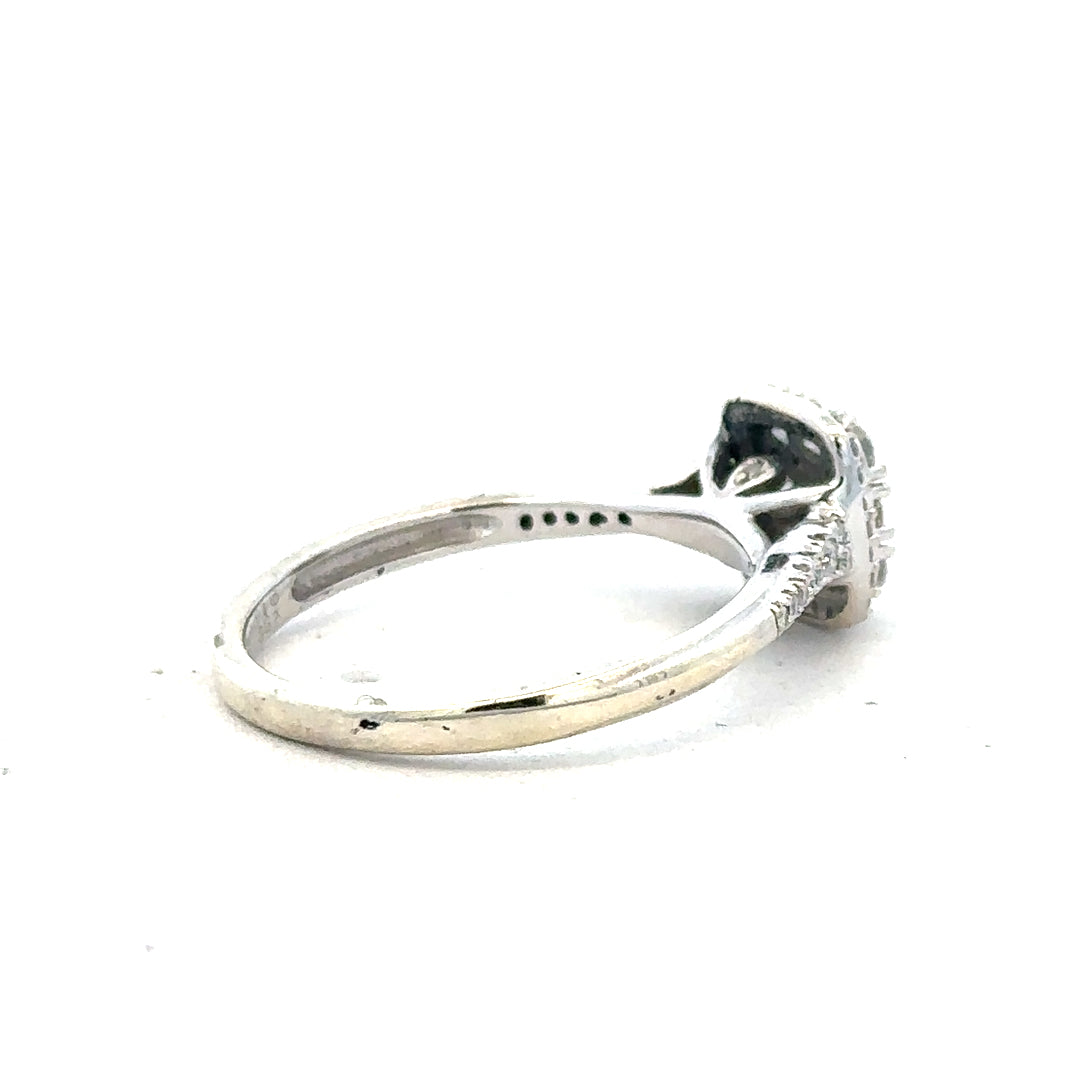 9ct white gold diamond ring with 0.40 carats of diamonds, size P, featuring a sleek and elegant design.