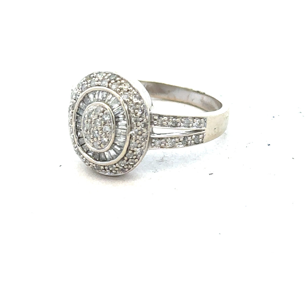 9ct white gold diamond ring with half-caret sparkling diamond, size P, unbranded jewelry for elegant occasion wear