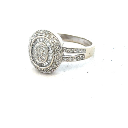 9ct white gold diamond ring with half-caret sparkling diamond, size P, unbranded jewelry for elegant occasion wear