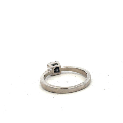 9ct white gold diamond ring with 15pts accent diamonds in size K1/2, elegant jewelry piece with a sleek design