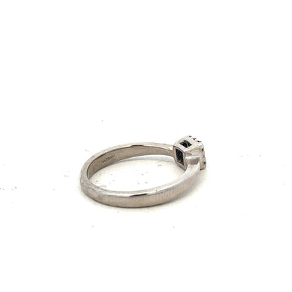 9ct white gold diamond ring with 15pts of diamonds, size K1/2, featuring a sleek and elegant design.