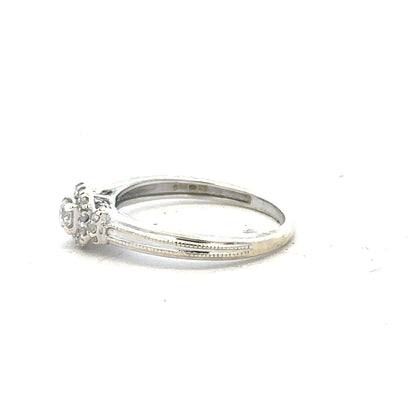 9ct white gold diamond ring with 20pts sparkling diamonds, size K1/2, elegant unbranded jewelry for women.