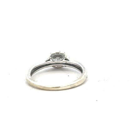9ct white gold diamond ring with 20pts diamonds in size K 1/2, featuring a sleek and elegant design.