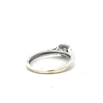 9ct white gold diamond ring with 20pts diamonds in size K1/2, showcasing a sleek, elegant design.