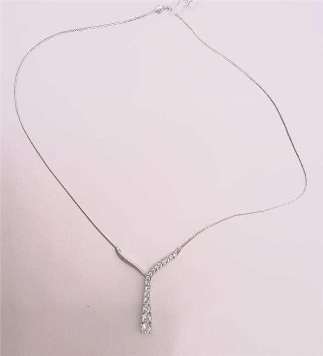 9ct white gold chain, 17-inch length, 5.1g weight, unbranded, showcasing the sleek and shiny jewelry design.