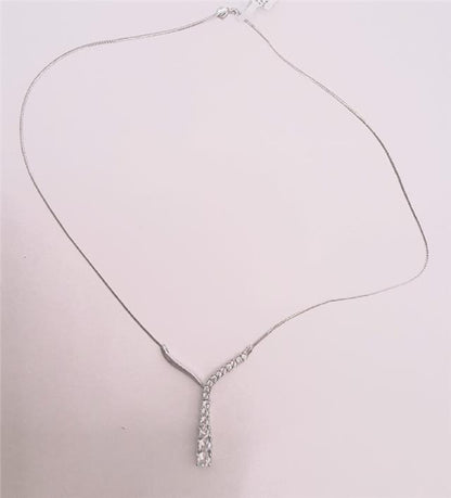 9ct white gold chain, 17-inch length, 5.1g weight, unbranded, showcasing the sleek and shiny jewelry design.
