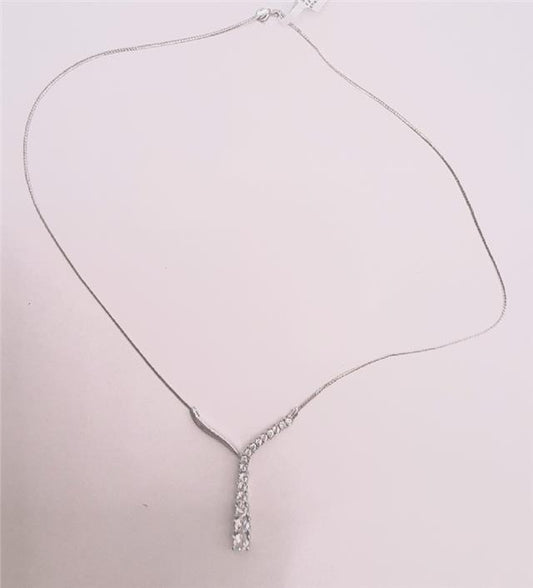 9ct white gold chain, 17-inch length, 5.1g weight, unbranded, showcasing the sleek and shiny jewelry design.