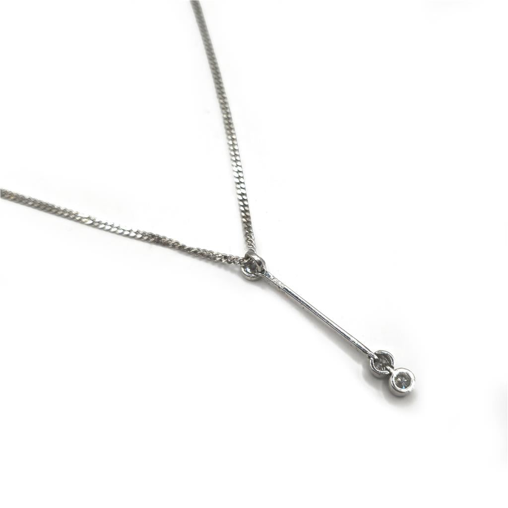 9ct white gold chain with 18ct white gold diamond pendant, elegant jewelry piece, showcasing sparkling diamonds and fine craftsmanship.