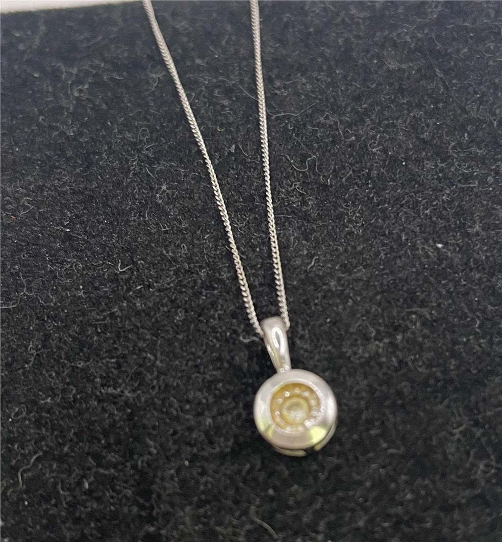 9ct white gold chain with pendant, unbranded jewelry piece featuring a sleek design and polished finish, shown on a white background.