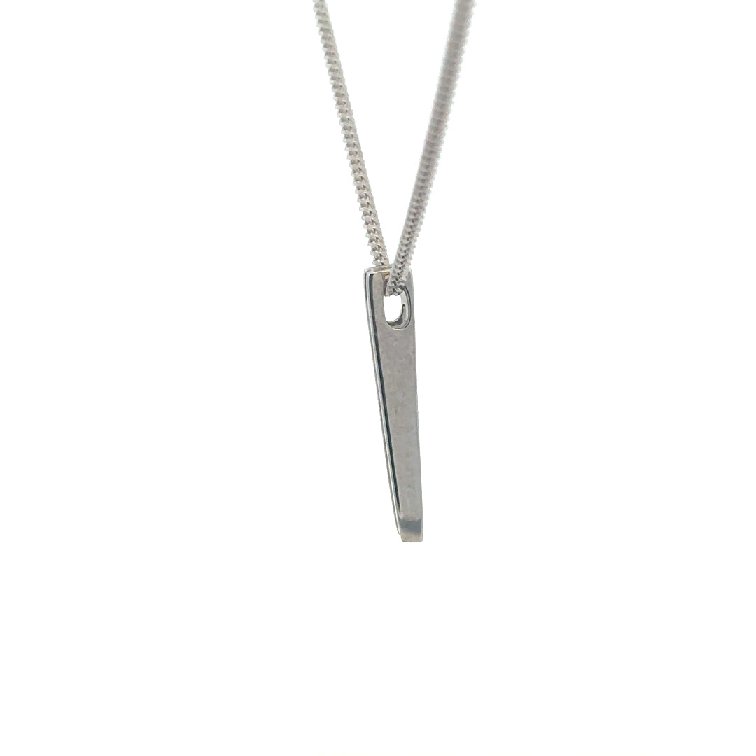 9ct white gold chain with 18ct 0.25 carat diamond pendant, showcasing elegant jewelry design and sparkling gemstone details.