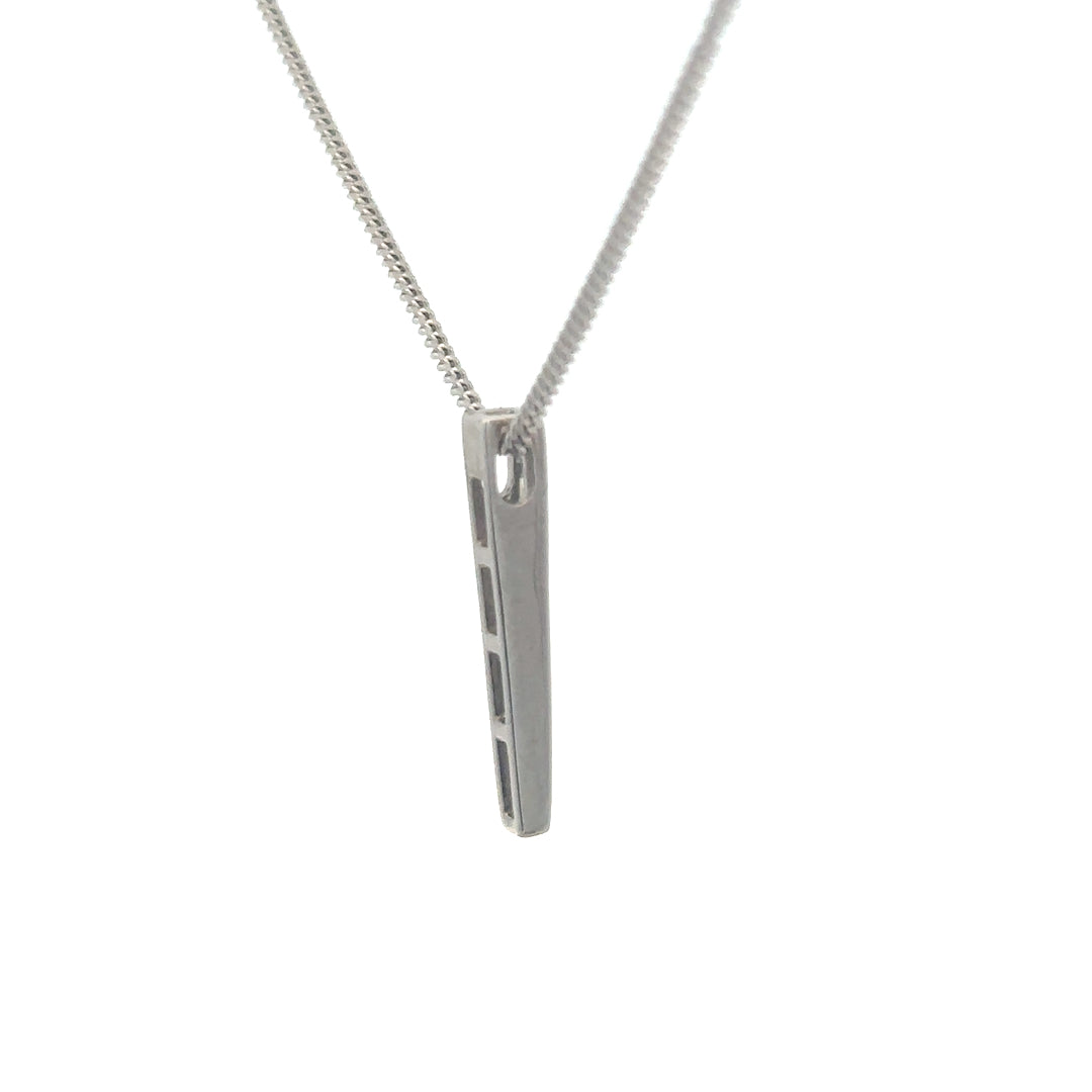 9ct white gold chain with 18ct 0.25 carat diamond pendant, showcasing elegant jewelry design and sparkling gemstone detail.