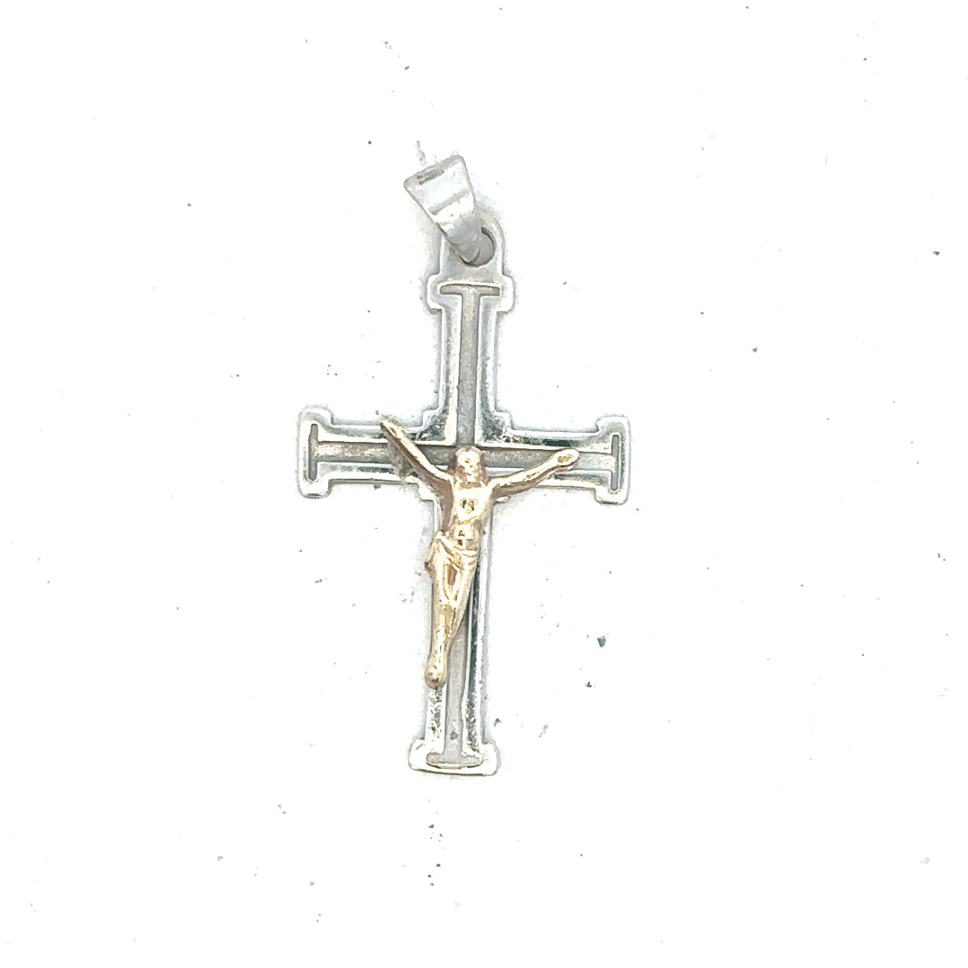 9ct white gold cross pendant weighing 1.7g, unbranded jewelry accessory with detailed cross design, shown against a neutral background.