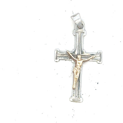 9ct white gold cross pendant weighing 1.7g, featuring a simple, elegant design with a polished finish.