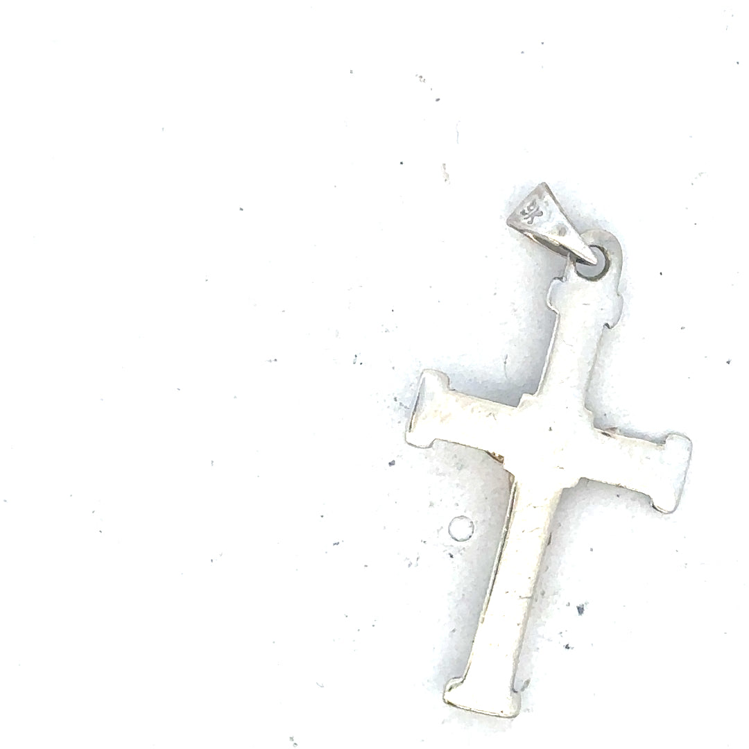 9ct white gold cross pendant weighing 1.7g, featuring a classic design, unbranded jewelry accessory with detailed craftsmanship.