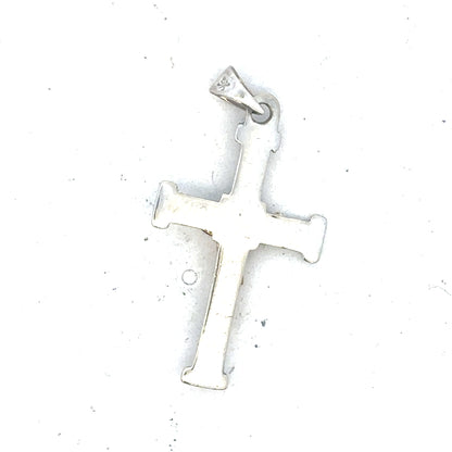 9ct white gold cross pendant weighing 1.7g, featuring a simple and elegant design, suitable for everyday wear.