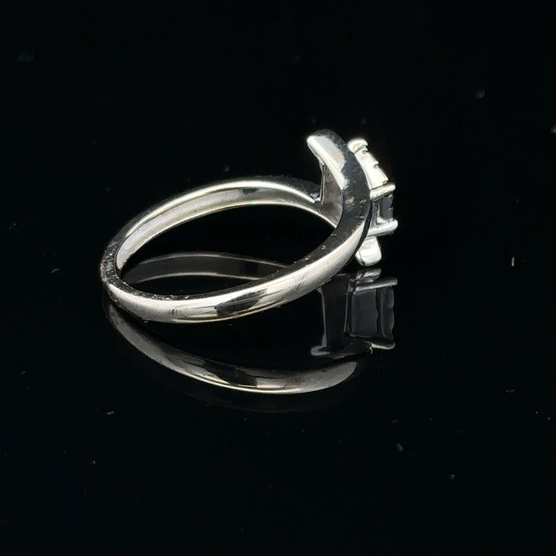 9ct white gold diamond cluster ring featuring a 10-point diamond, showcasing a sparkling, elegant jewelry piece.