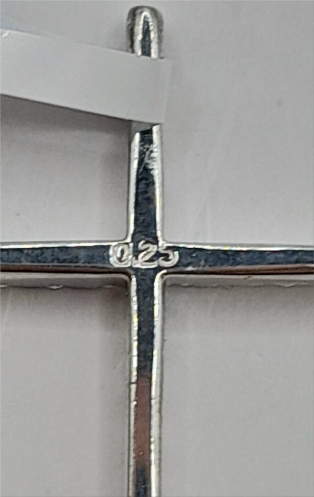 9ct white gold diamond cross pendant, unbranded, featuring sparkling diamonds and a sleek design, weighing 2.1 grams.